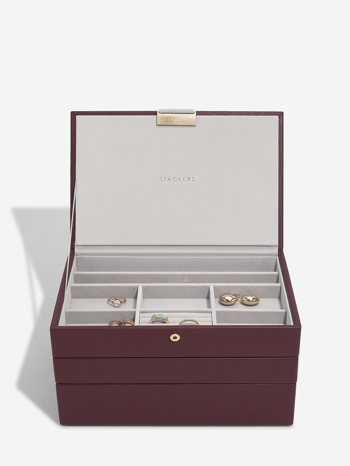 Classic Set Of 3 Jewellery Box in Burgundy Pebble Classic Set Of 3 Jewellery Box in Burgundy Pebble