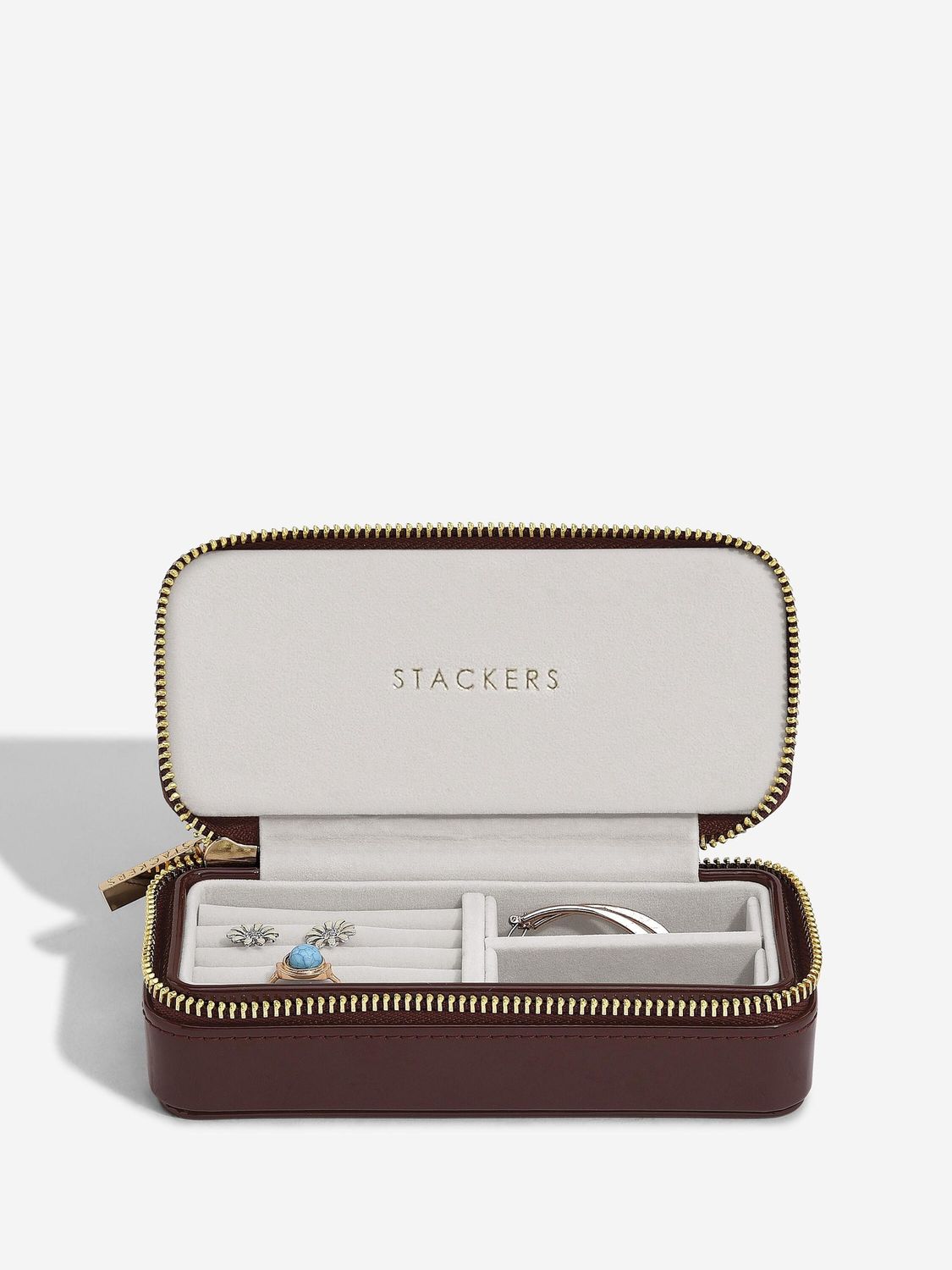 Zipped Travel Jewellery Box in Patent Cherry Zipped Travel Jewellery Box in Patent Cherry