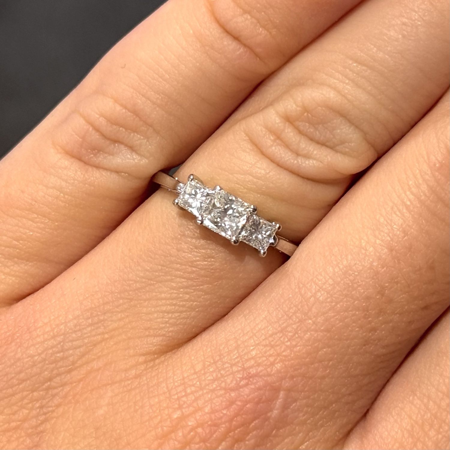 Pre-Owned 18ct White Gold 0.75ct Diamond Princess Cut Trilogy Ring Pre-Owned 18ct White Gold 0.75ct Diamond Princess Cut Trilogy Ring