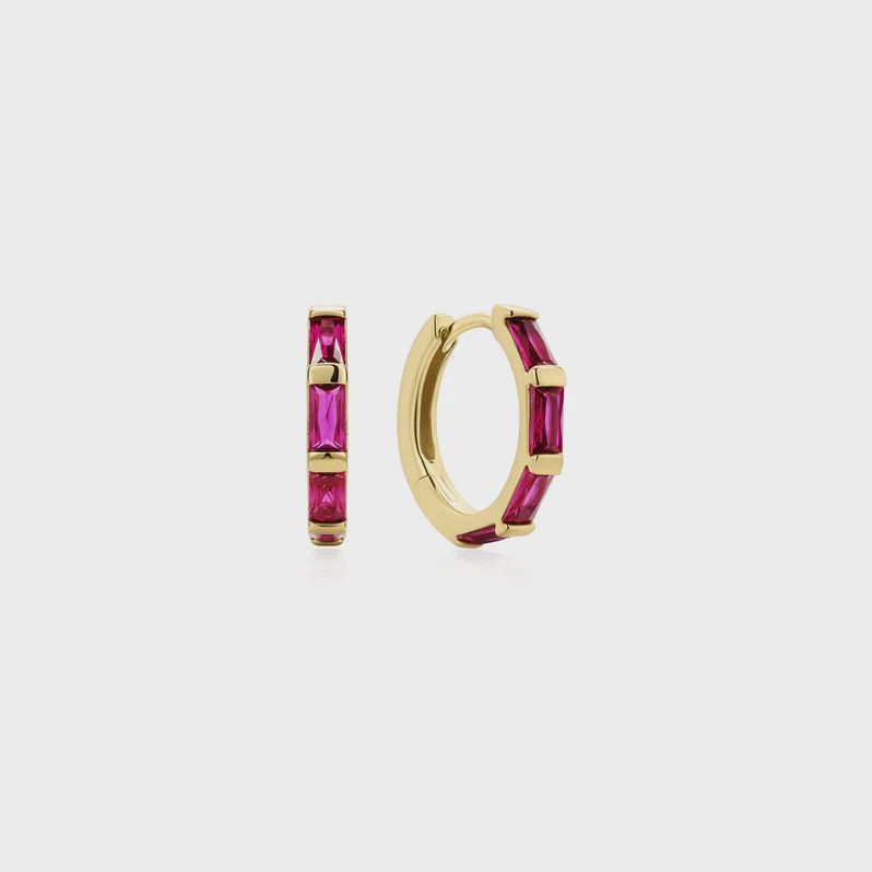 Gold Rosé Holiday Huggie Hoop Earrings Gold Rosé Holiday Huggie Hoop Earrings