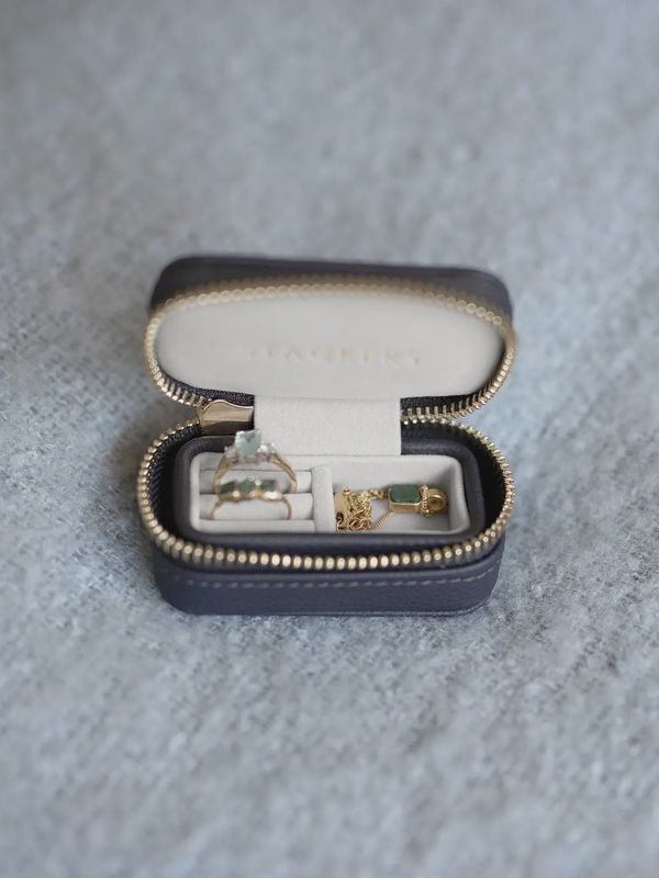 Zipped Navy Blue Travel Jewellery Box Zipped Navy Blue Travel Jewellery Box