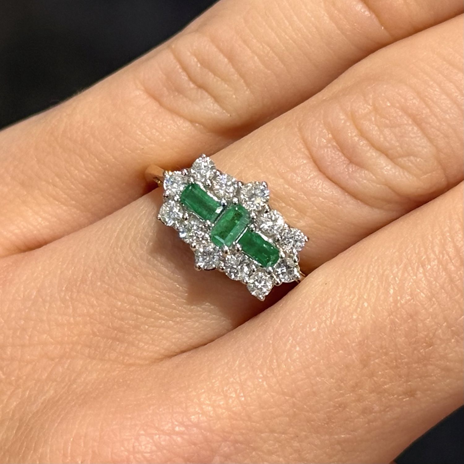 Pre-Owned 18ct Yellow Gold 0.60ct Emerald &amp; 0.38ct Diamond Ring