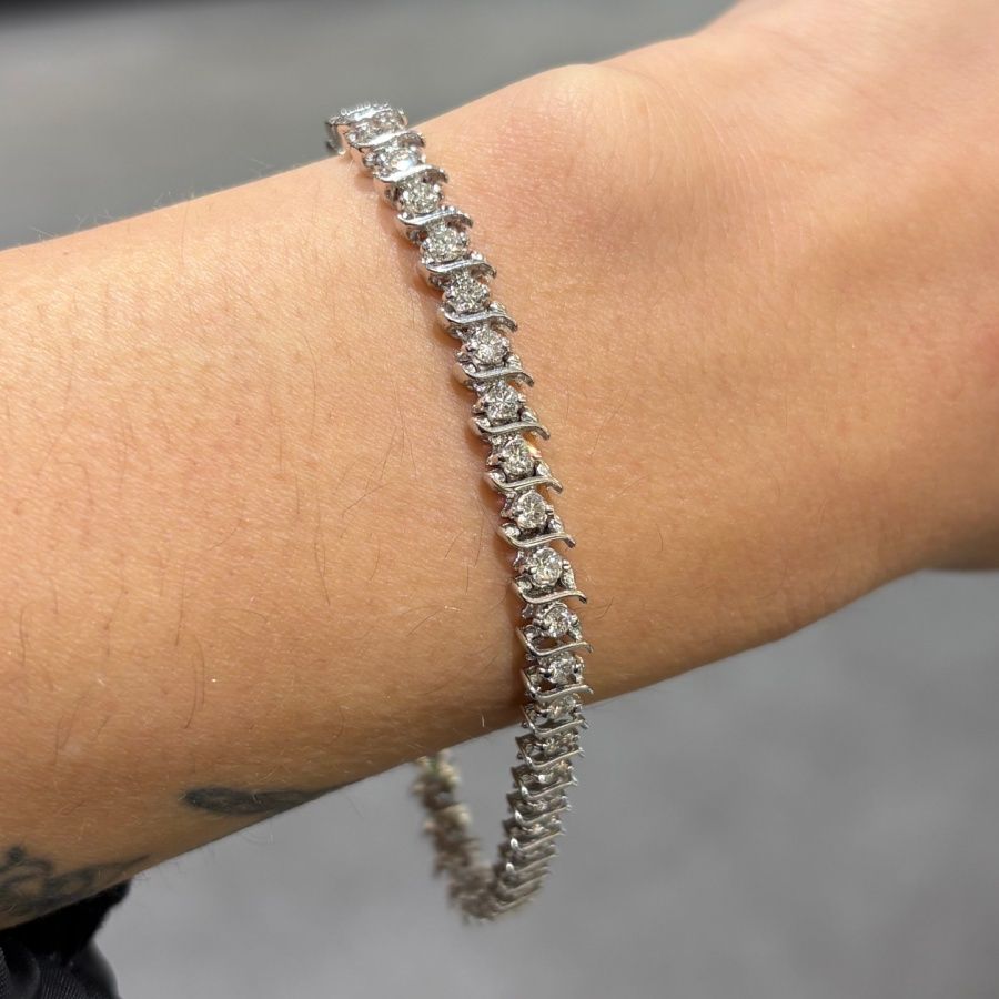 Pre-Owned 14ct White Gold 2.80ct Diamond Tennis Bracelet