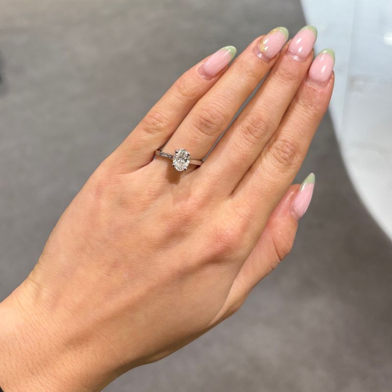 Platinum 1.22ct F VVS2 Oval Laboratory Grown Diamond Solitaire Ring