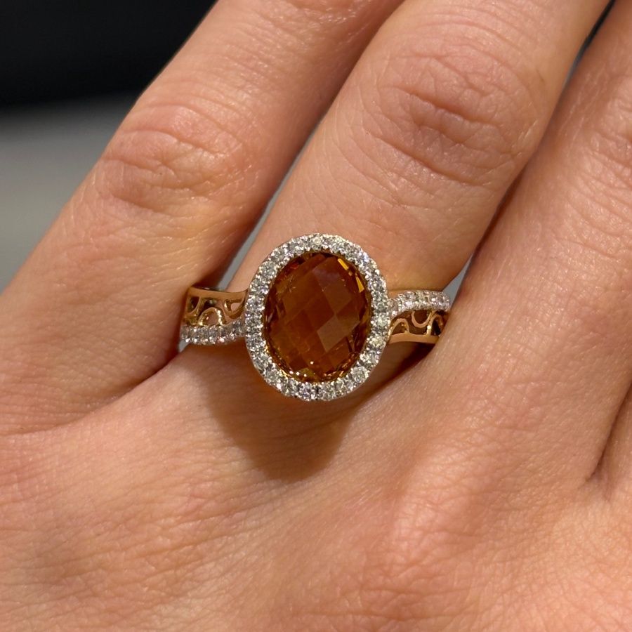 Pre-Owned 14ct Yellow Gold 2.40ct Citrene &amp; 0.30ct Diamond Ring