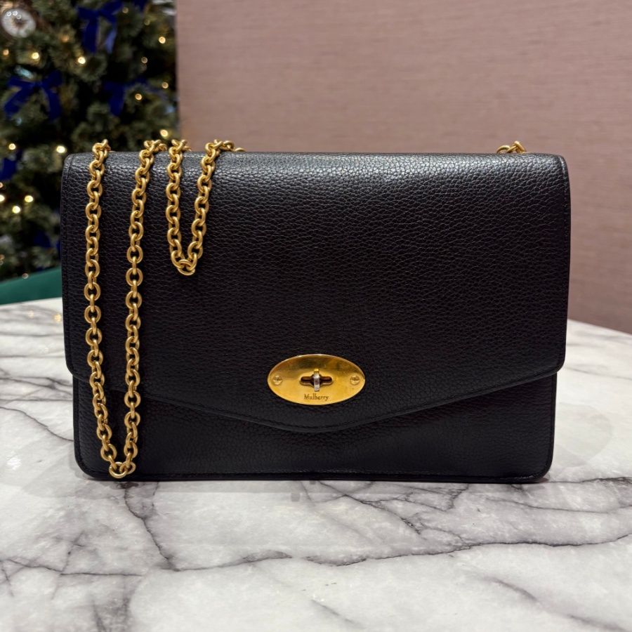 Pre-Owned Mulberry Small Darley Black Leather Crossbody Shoulder Bag