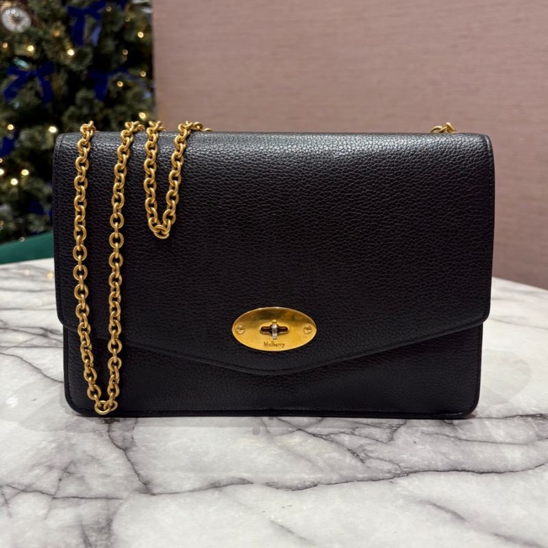 Pre-Owned Mulberry Small Darley Black Leather Crossbody Shoulder Bag Pre-Owned Mulberry Small Darley Black Leather Crossbody Shoulder Bag