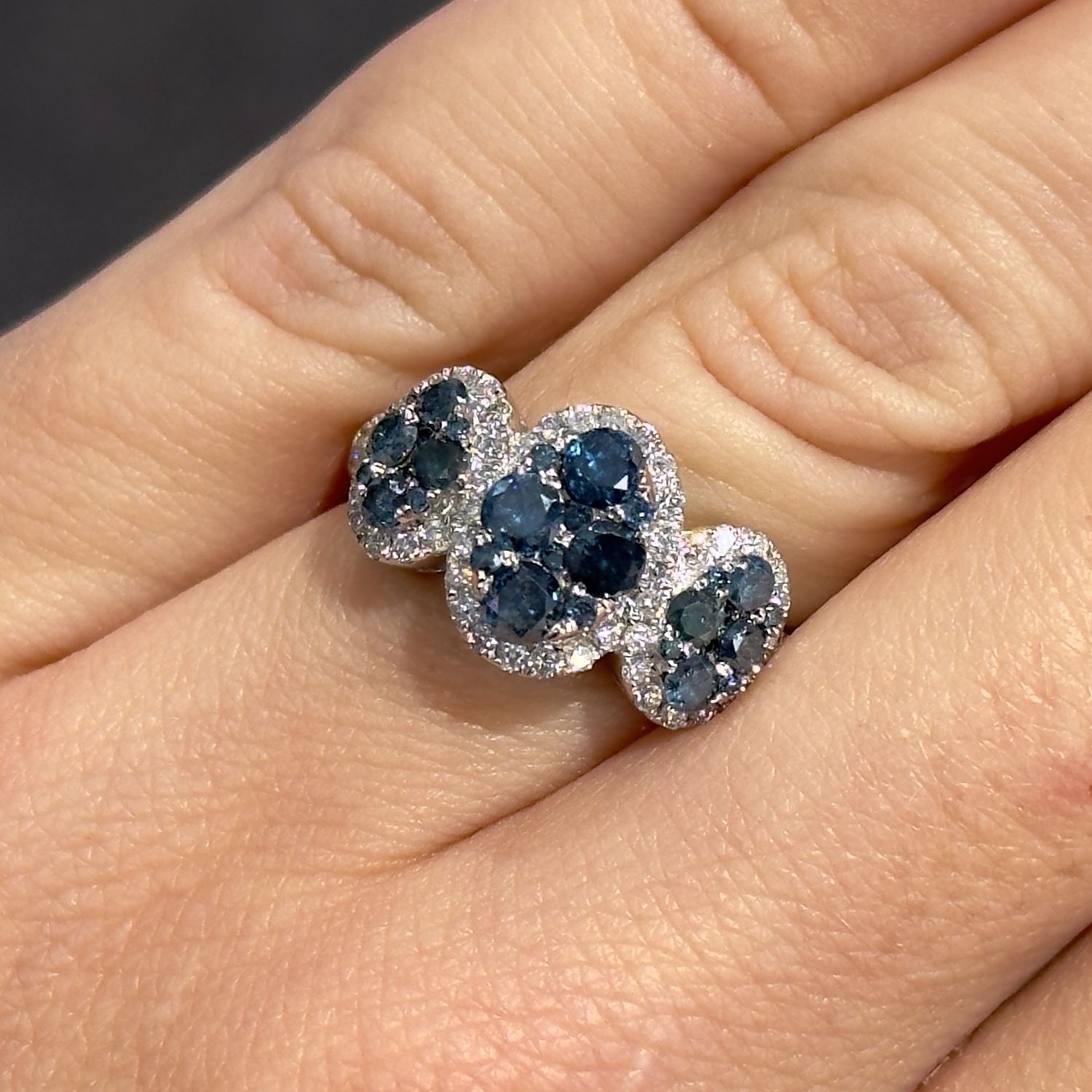 Pre-Owned 14ct White Gold 1.40ct Treated Blue Diamond Cluster Ring
