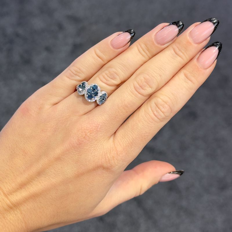 Pre-Owned 14ct White Gold 1.40ct Treated Blue Diamond Cluster Ring