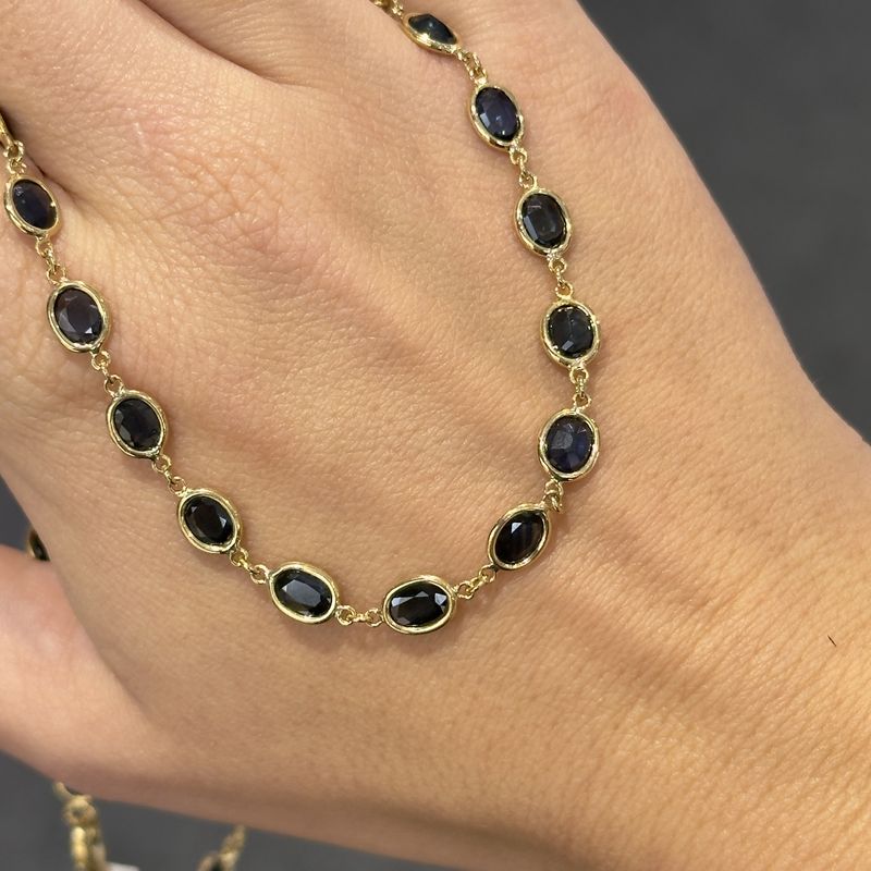 Pre-Owned 18ct Yellow Gold 2.10ct Sapphire Necklace 15.5” Pre-Owned 18ct Yellow Gold 2.10ct Sapphire Necklace 15.5”