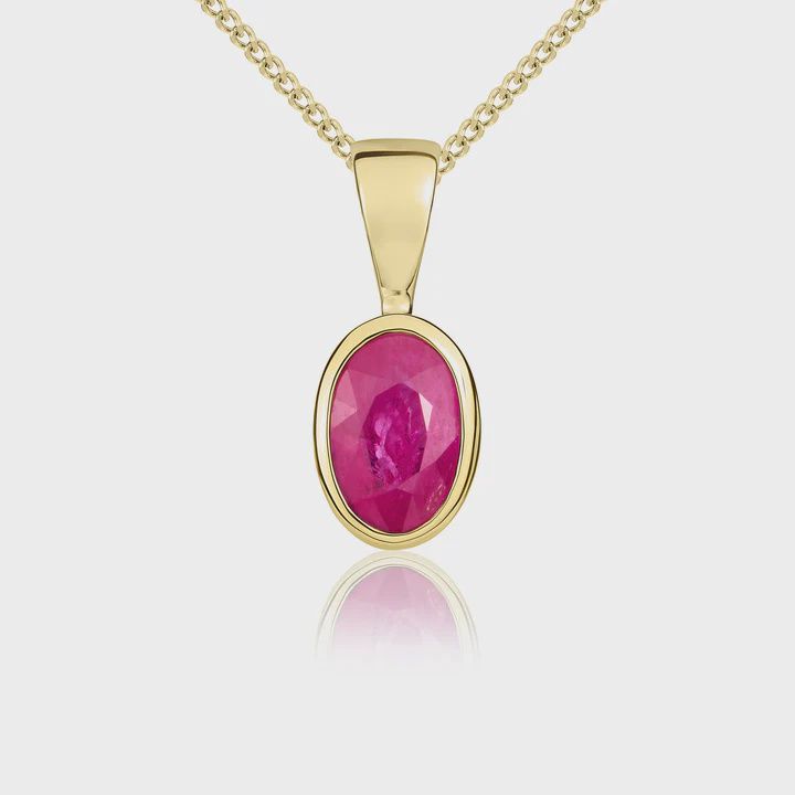 9ct Yellow Gold Oval Ruby Rubover Pendant 9ct Yellow Gold Oval Ruby Rubover Pendant