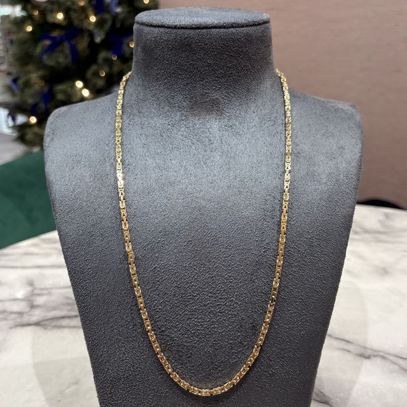 Pre-Owned 14ct Yellow Gold 24” Square Byzantine Chain 38g