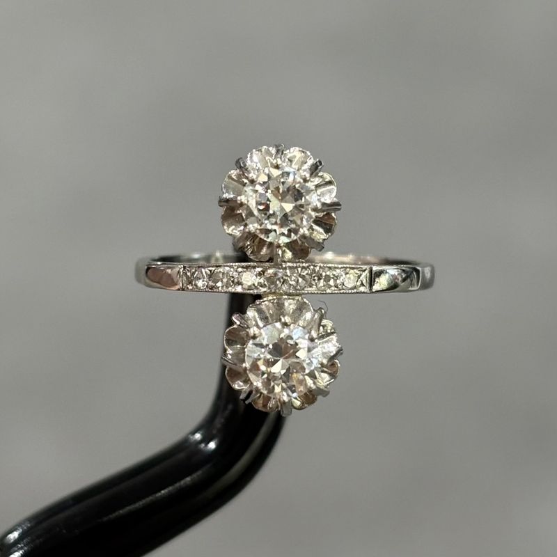 Pre-Owned Art Deco Platinum 0.50ct Diamond 2 Stone Ring
