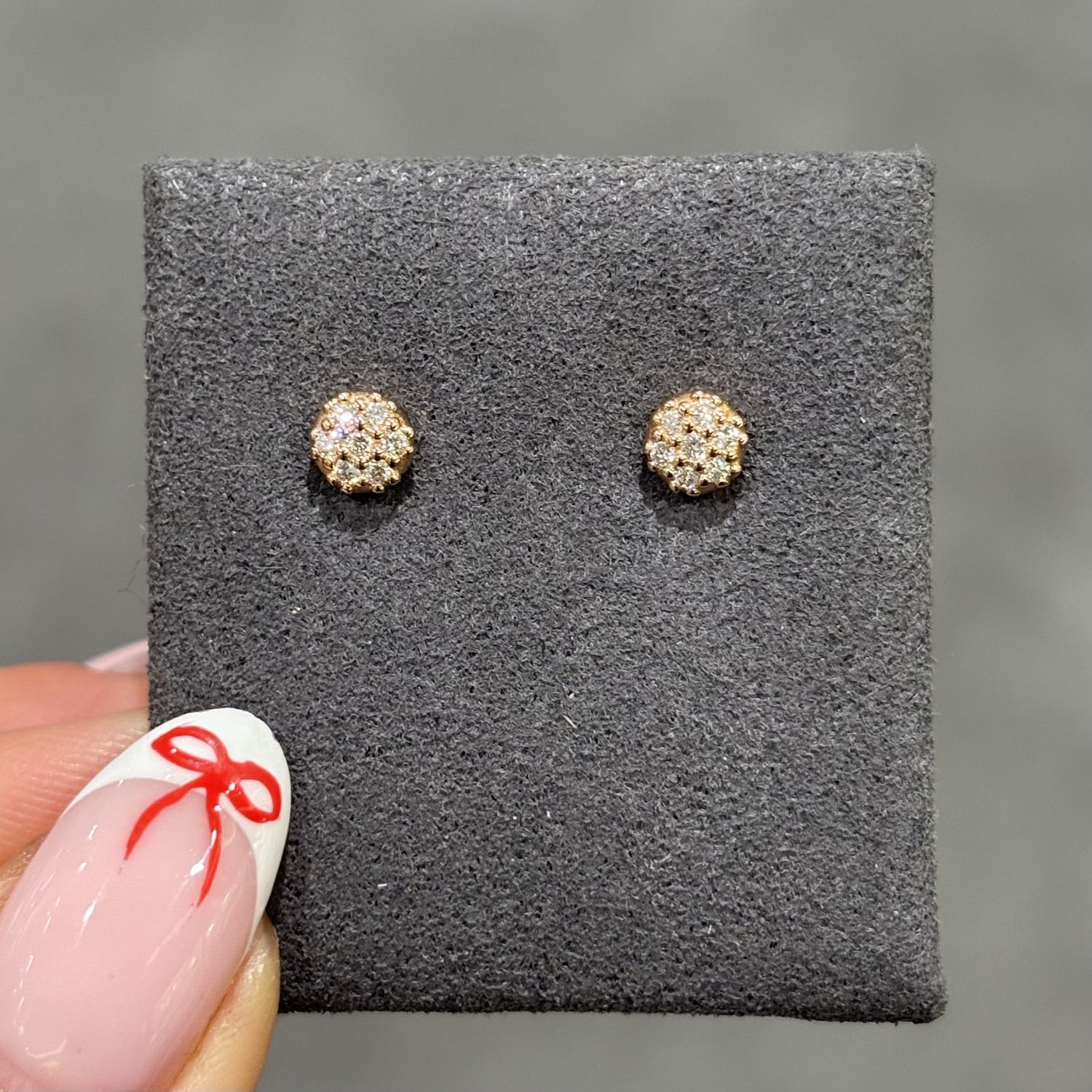 Pre-Owned Pandora 18ct Rose Gold Lab Diamond Cluster Stud Earrings