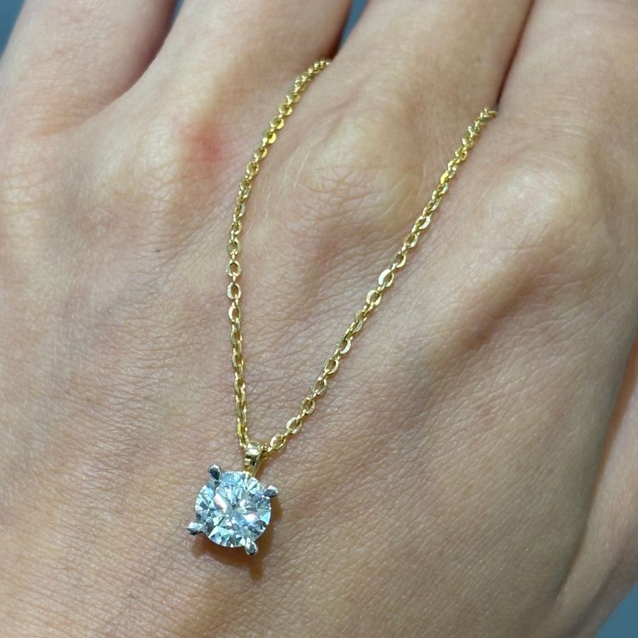 18ct Yellow Gold Lab-Grown Round Brilliant Diamond Pendant 1.04ct 18ct Yellow Gold Lab-Grown Round Brilliant Diamond Pendant 1.04ct