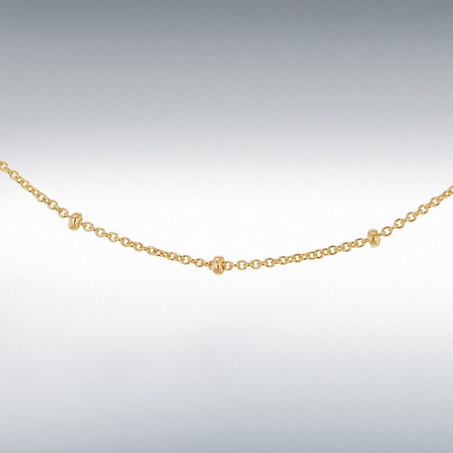 Sterling Silver Yellow Gold Plated 1.5mm Ball and Trace Chain