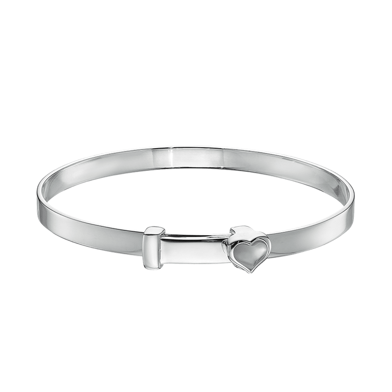 Pearl - Silver Mother of Pearl Heart Bangle