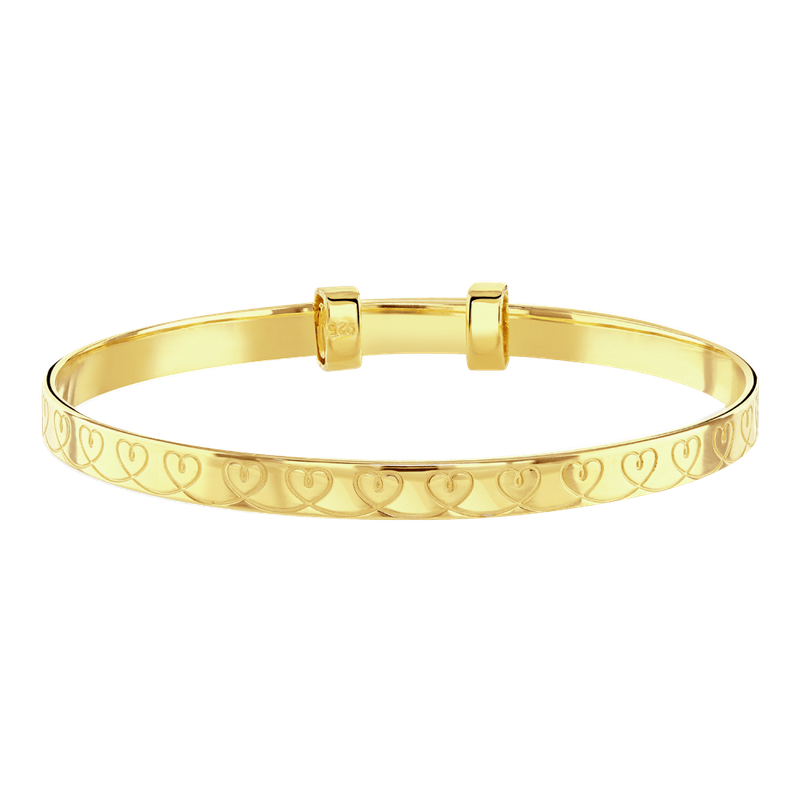 Amari Heart Pattern Silver Gold Plated Bangle