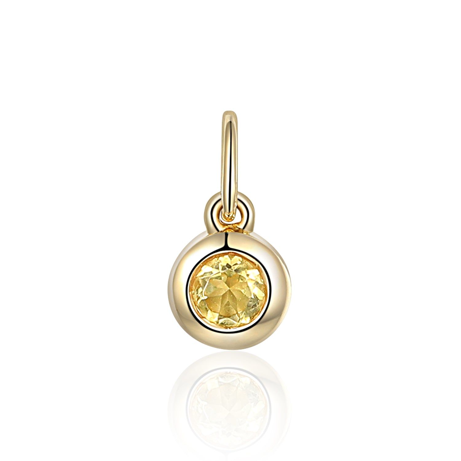 9ct Yellow Gold Round Rubover 0.18ct Citrine Charm 9ct Yellow Gold Round Rubover 0.18ct Citrine Charm