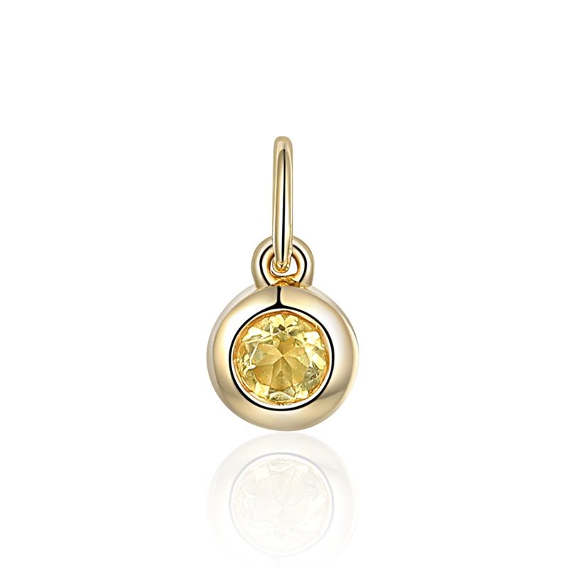 9ct Yellow Gold Round Rubover 0.18ct Citrine Charm 9ct Yellow Gold Round Rubover 0.18ct Citrine Charm