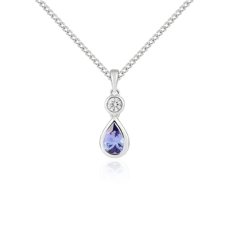 18ct White Gold 0.38ct Tanzanite & 0.06ct Diamond Pendant 18ct White Gold 0.38ct Tanzanite & 0.06ct Diamond Pendant