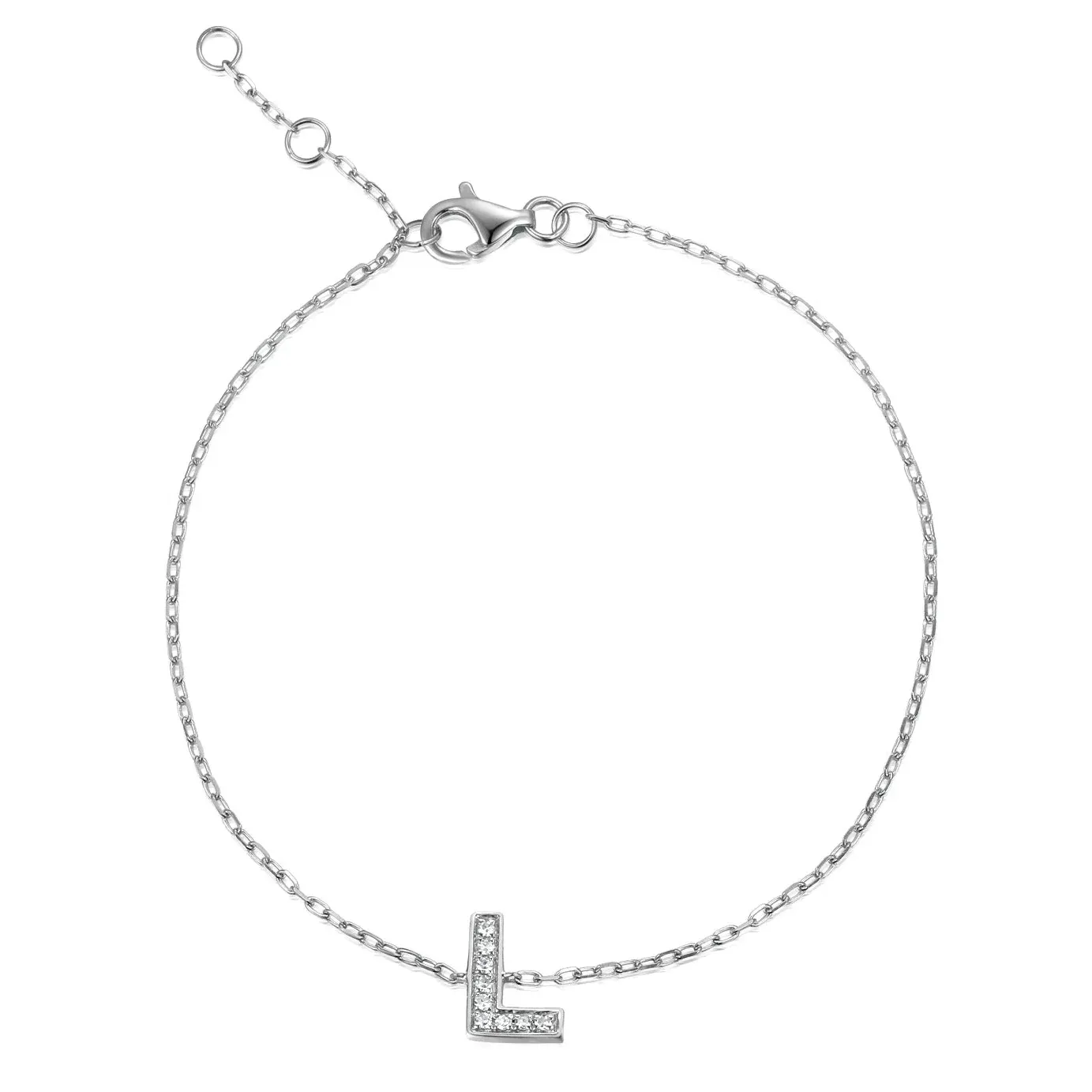 9ct White Gold 4pt Diamond 'L' Initial Bracelet 9ct White Gold 4pt Diamond 'L' Initial Bracelet
