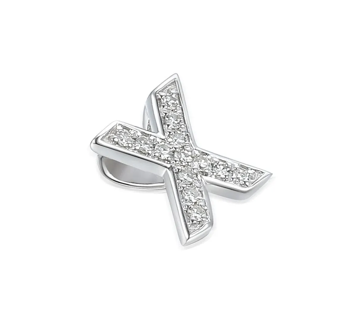 9ct White Gold 4pt Diamond 'X' Initial Pendant