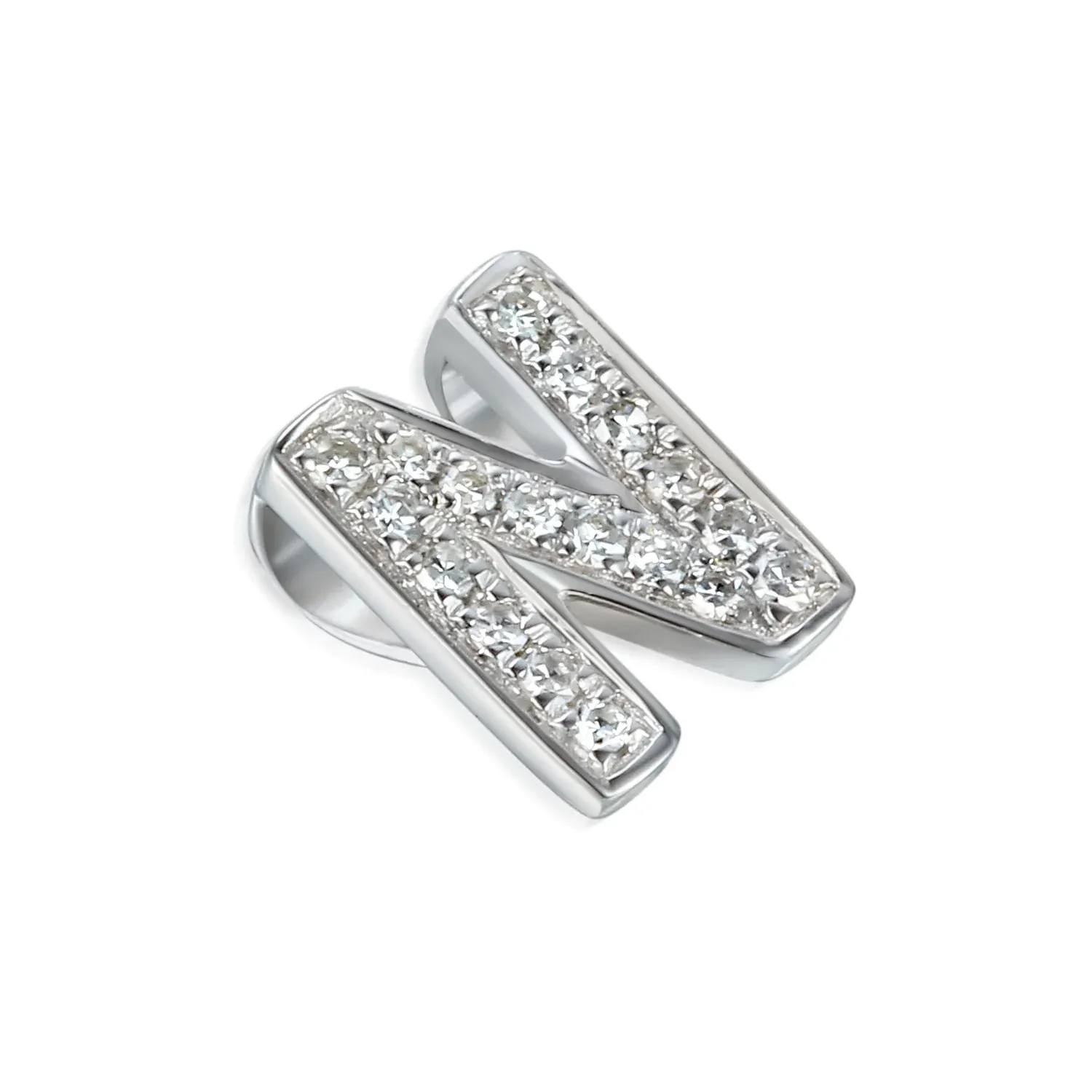 9ct White Gold 0.04ct Diamond Initial 'N' Pendant