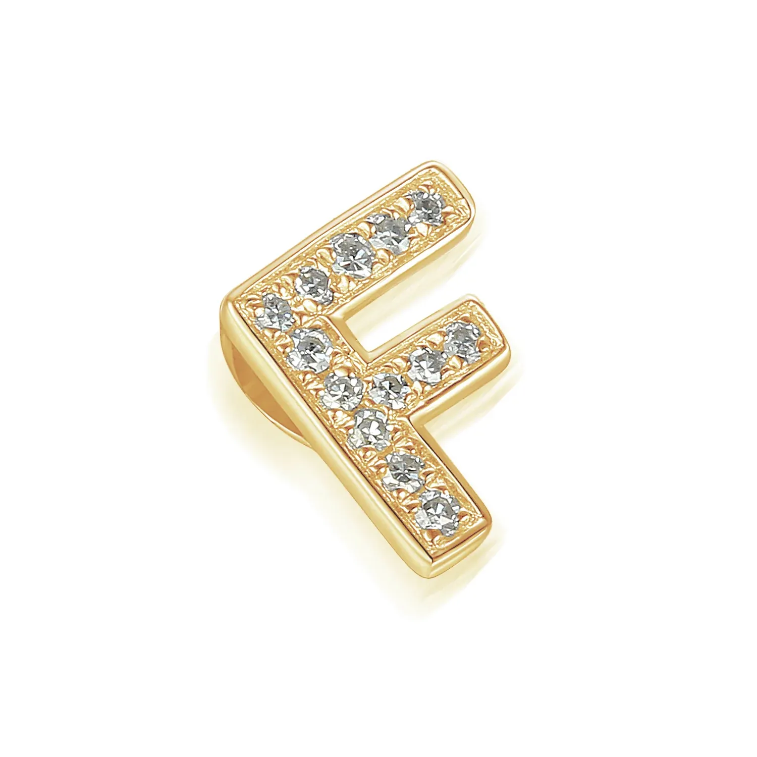 9ct Yellow Gold 4pt Diamond 'F' Initial Pendant