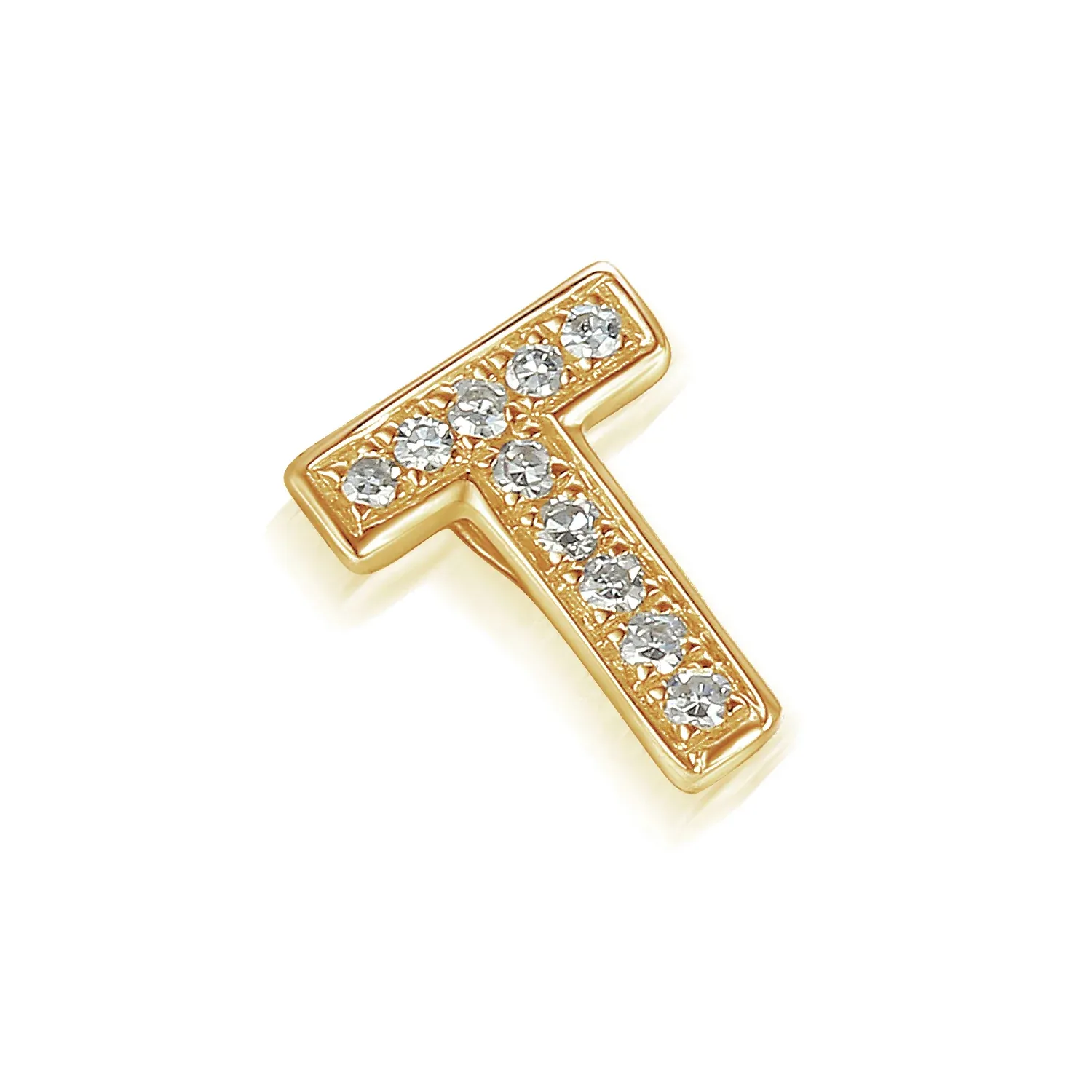9ct Yellow Gold 4pt Diamond 'T' Initial Pendant