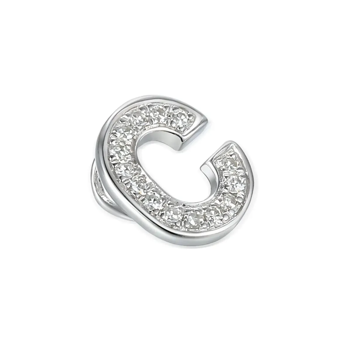 9ct White Gold 0.04ct Diamond 'C' Initial Pendant