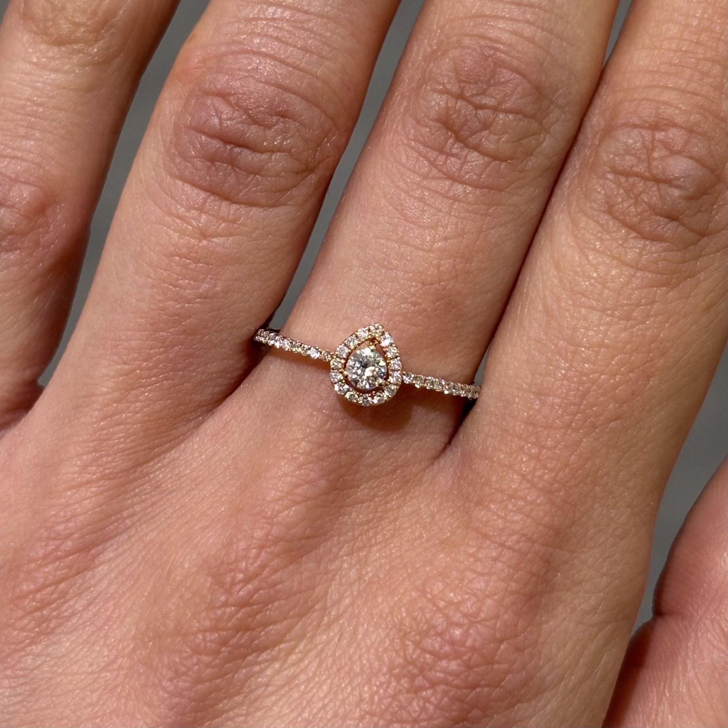 Pre-Owned 18ct Rose Gold 0.27ct Diamond Pear Shaped Halo Ring Pre-Owned 18ct Rose Gold 0.27ct Diamond Pear Shaped Halo Ring
