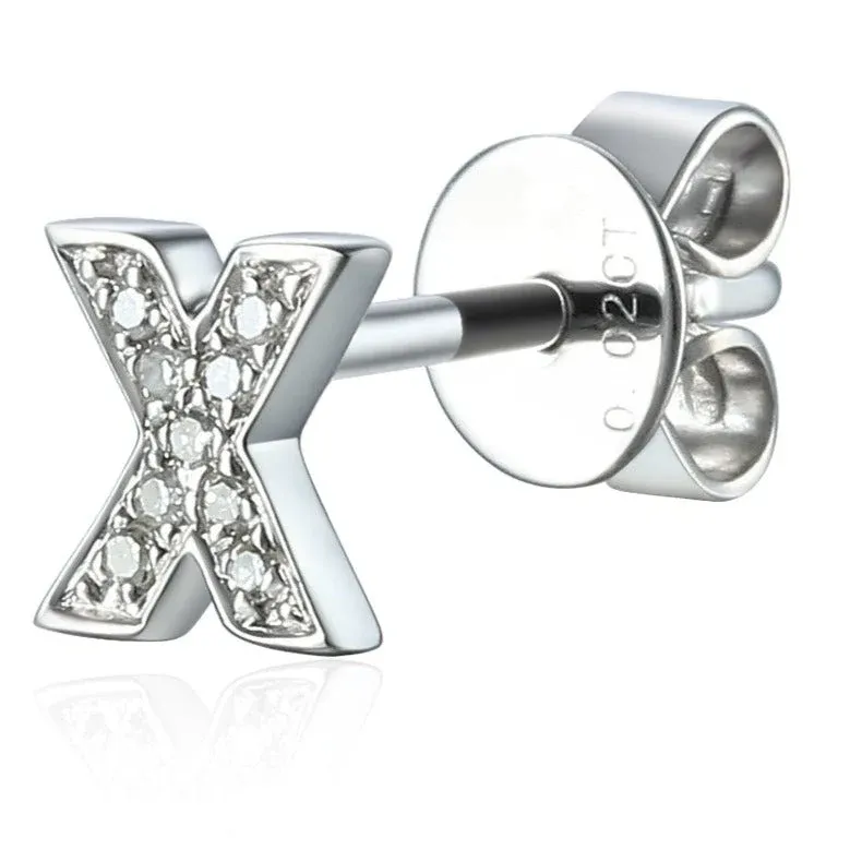 9ct White Gold 1pt Diamond 'X' Initial Stud Earring 9ct White Gold 1pt Diamond 'X' Initial Stud Earring