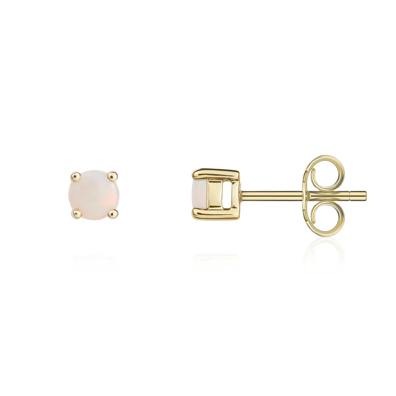 9ct Yellow Gold 4mm Opal Claw Set Earrings 9ct Yellow Gold 4mm Opal Claw Set Earrings