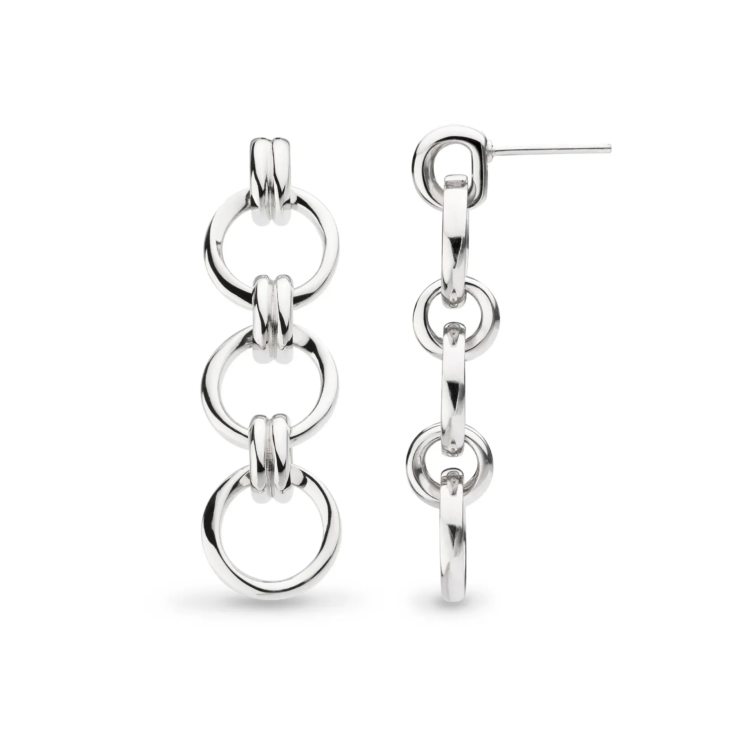 Silver Bevel Unity Trio Drop Earrings