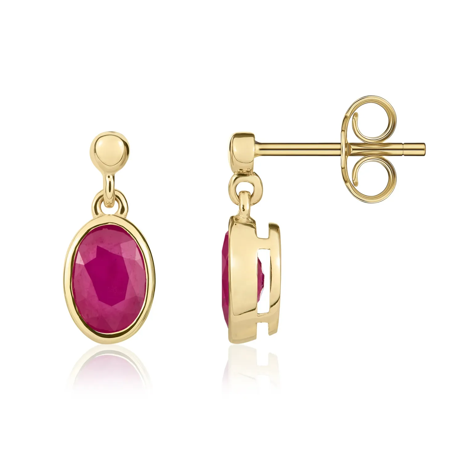 9ct Yellow Gold Oval Ruby Drop Earrings 9ct Yellow Gold Oval Ruby Drop Earrings