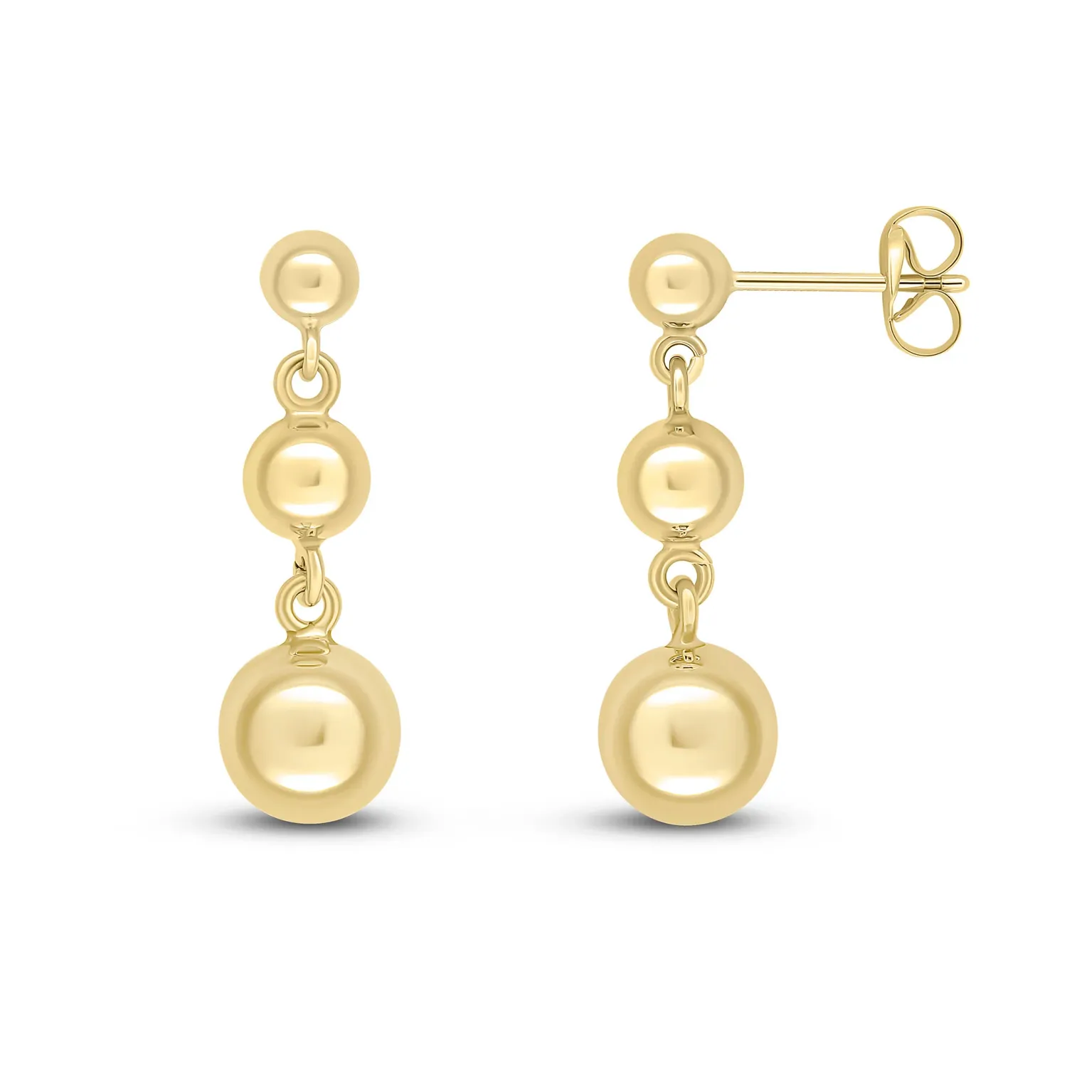 9ct Yellow Gold 4mm, 5mm & 7mm Polished Ball Drop Earrings 9ct Yellow Gold 4mm, 5mm & 7mm Polished Ball Drop Earrings