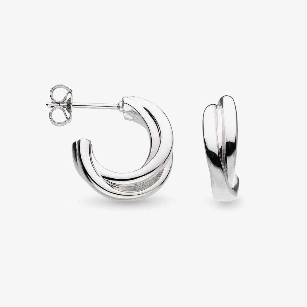 Sterling Silver Bevel Trilogy Hoop Earrings Sterling Silver Bevel Trilogy Hoop Earrings