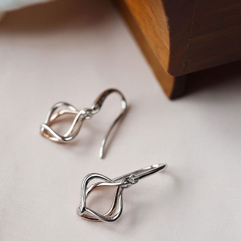Silver & Rose Gold Plate Two-Tone Alicia Entwine Drop Earrings Silver & Rose Gold Plate Two-Tone Alicia Entwine Drop Earrings
