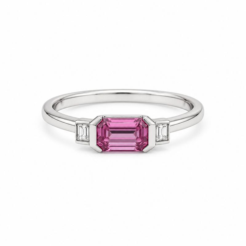 18ct White Gold 1.20ct Pink Sapphire & 0.10ct Diamond Ring 18ct White Gold 1.20ct Pink Sapphire & 0.10ct Diamond Ring