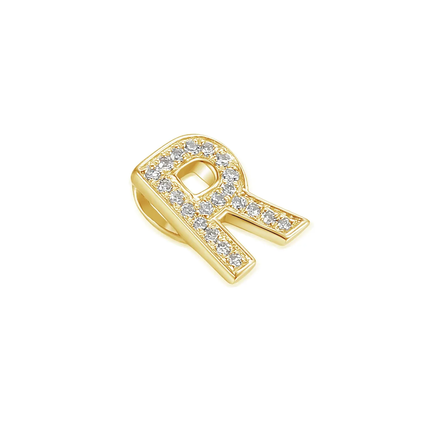 9ct Yellow Gold 0.04ct Diamond 'R' Initial Pendant