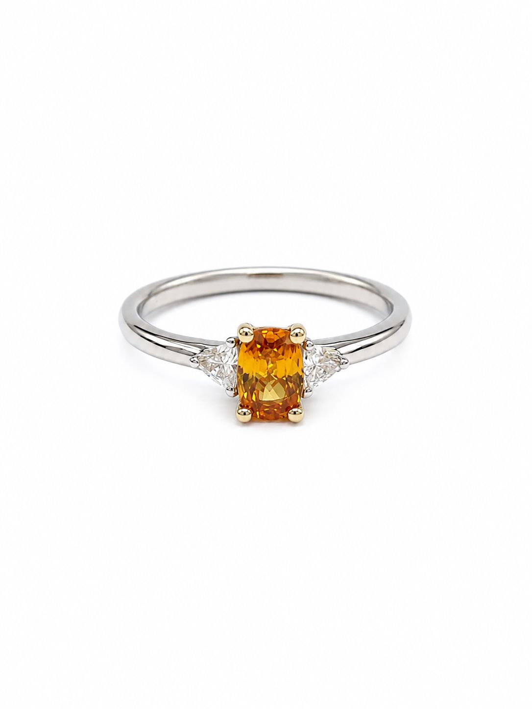 18ct White Gold Yellow Sapphire &amp; Diamond Three Stone Ring