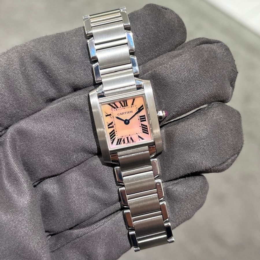 Pre-Owned Cartier Tank with Pink Mother of Pearl Dial 2384