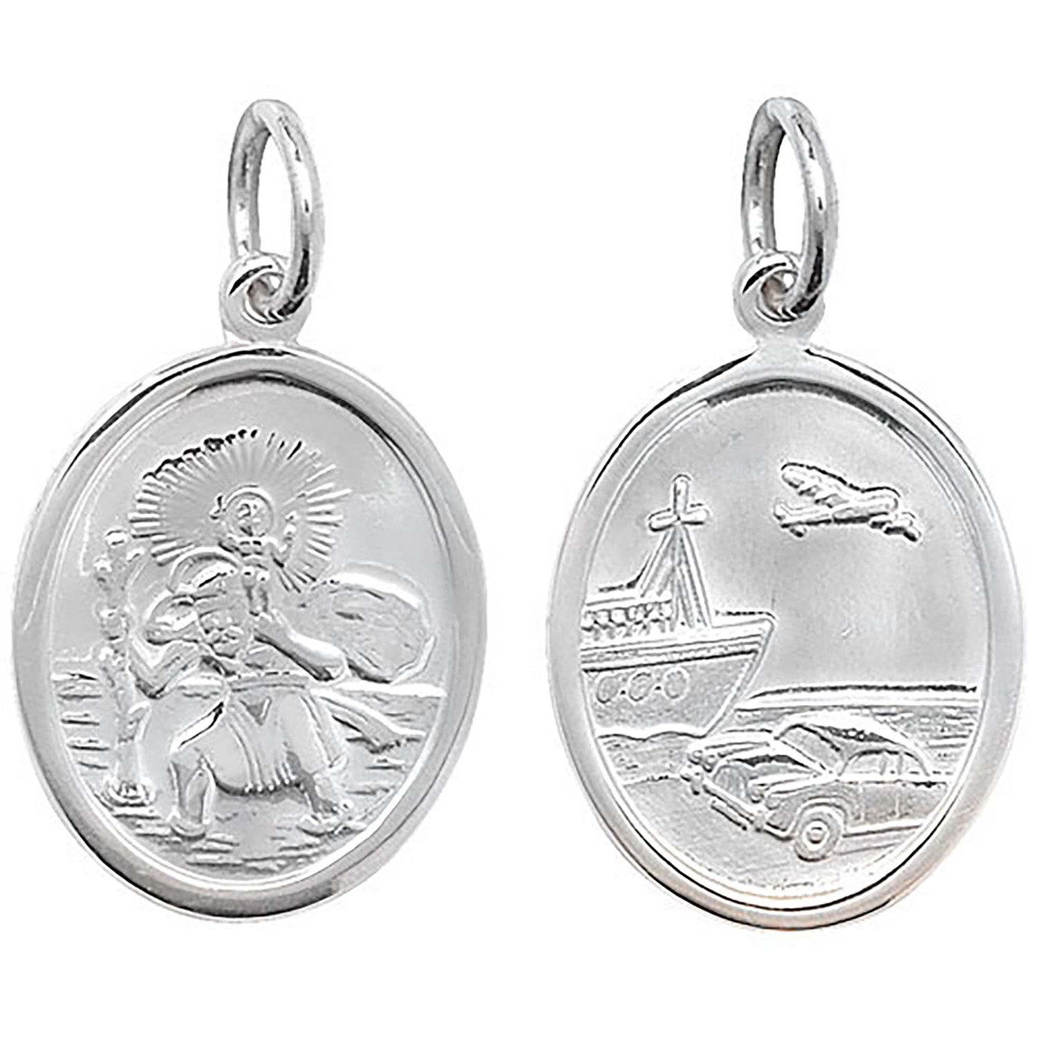 Silver Oval St Christopher Pendant Double sided