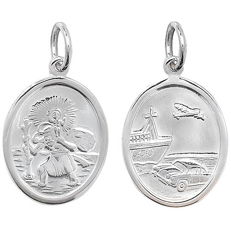 Silver Oval St Christopher Pendant Double sided
