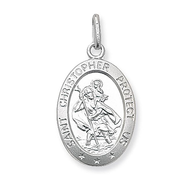 Silver Oval St Christopher Pendant