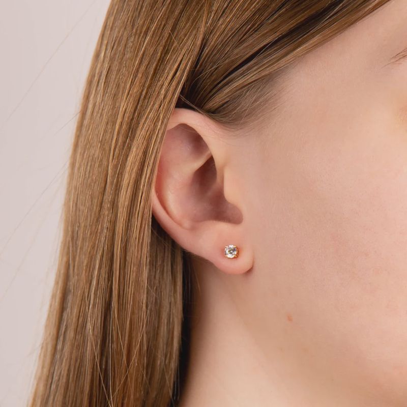 Gold Plated Silver 0.25ct Crystal Studs