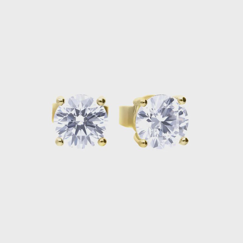 Gold Plated Silver Claw 0.75ct Crystal Stud Earrings Gold Plated Silver Claw 0.75ct Crystal Stud Earrings