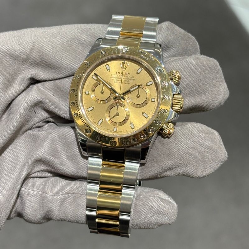Pre-Owned Rolex Steel & Gold Cosmograph Champagne Dial Daytona 116523