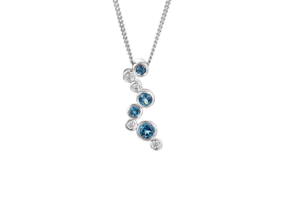 Sterling Silver Bubble London Blue Topaz & Cubic Zirconia Necklace Sterling Silver Bubble London Blue Topaz & Cubic Zirconia Necklace